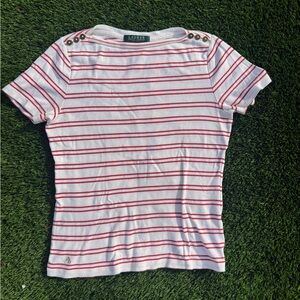 Lauren Ralph Lauren Red and White Striped Tee